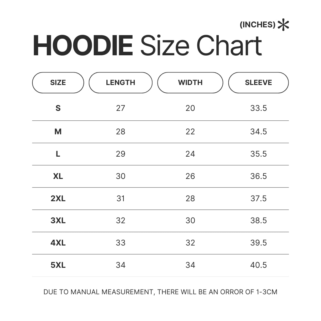 Hoodie Size Chart - Beach Bunny Shop